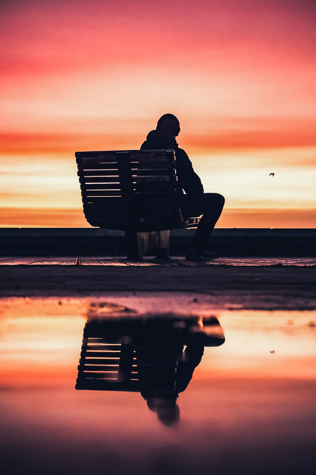 person reflecting alone